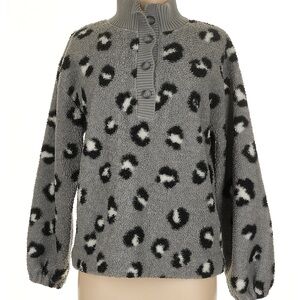 LOFT Charcoal Animal Pattern Fleece Top